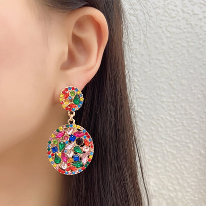 Exaggerated Personality Creative Vintage Geometric Crystal-Studded Alloy Earrings - Unique Statement Jewelry for All Occasions