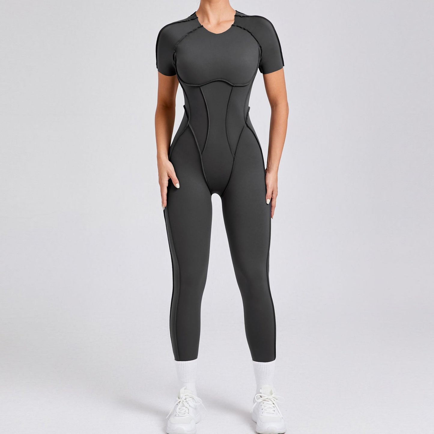 High Performance Long Sleeve One Piece Yoga Jumpsuit with Sculpted Back Design for Fall and Winter for Activewear Workout and Yoga Enthusiasts