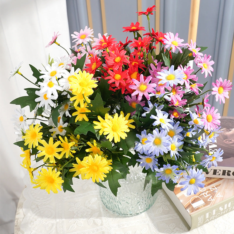 Charming Faux Daisy Flower Arrangement - Fresh and Lively Dutch and Persian Daisies for Home Decor, Weddings, and Photography Props