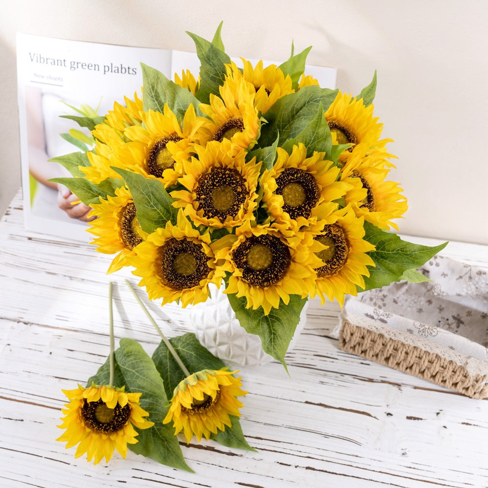 Starlit Sunflower and Rose Bouquet - Realistic Artificial Floral Home Décor for Stunning Wall Displays, INSMW22100