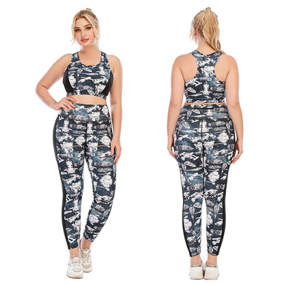 Plus Size Yoga Outfit Set Activewear with Tights and Sports Bra for Enhanced Performance Ideal for Fitness Enthusiasts