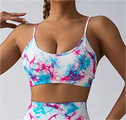 Seamless Adjustable Tie Dye Sports Bra and Legging Set with Built in Chest Pads for Running Gym Workouts and Butt Enhancing Comfort