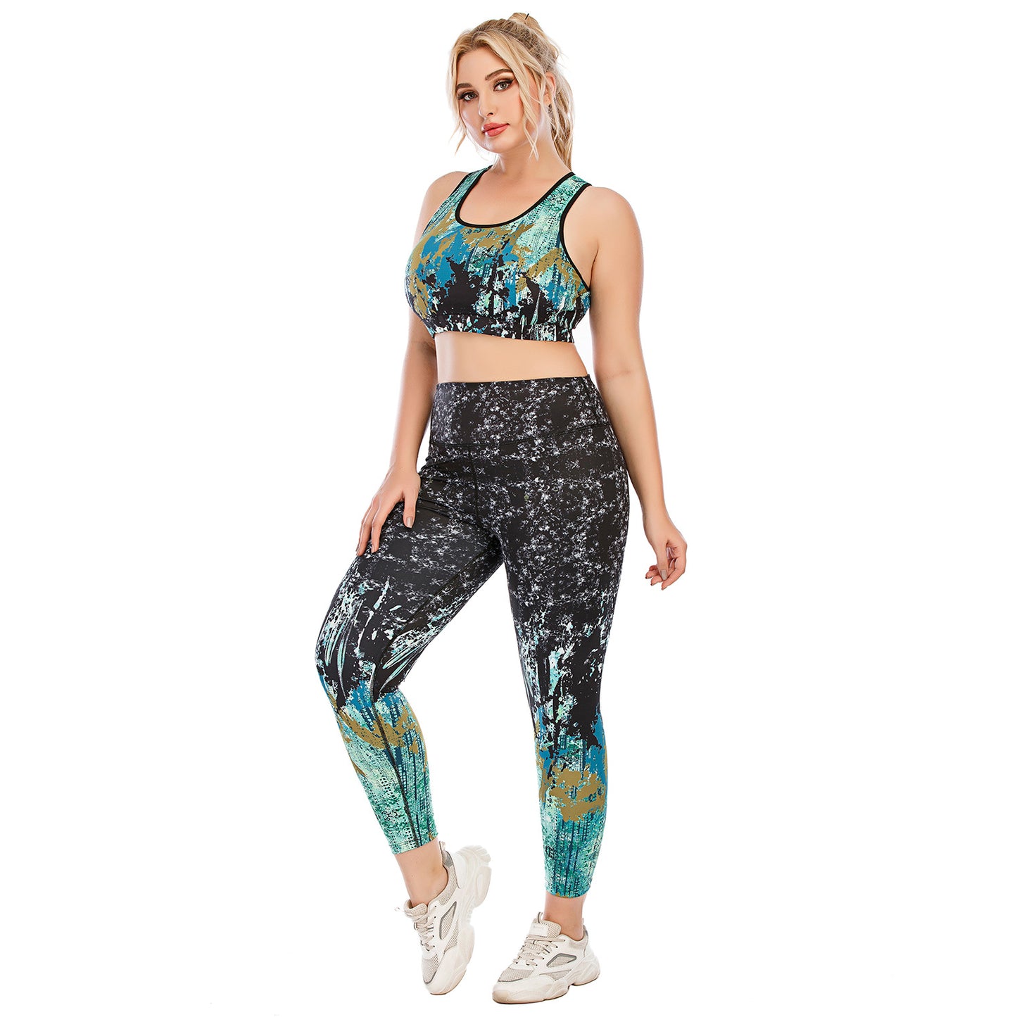 Plus Size Fitness Outfit Set Yoga Tops High Waisted Leggings and Supportive Sports Bras for Maximum Comfort and Performance Aussie Strength Model 12073 12074