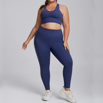 Plus Size Women's Yoga Set High Quality Form Fitting Activewear with Pockets 2 Piece Workout Outfit for Comfort and Performance