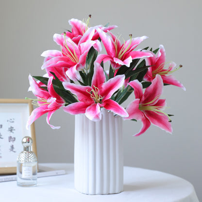 Stunning 9-Piece Artificial Lily Flower Bouquet for Weddings - Perfect for Ceremony Decorations, Bridal Bouquets, Home Décor, and Elegant Gifts