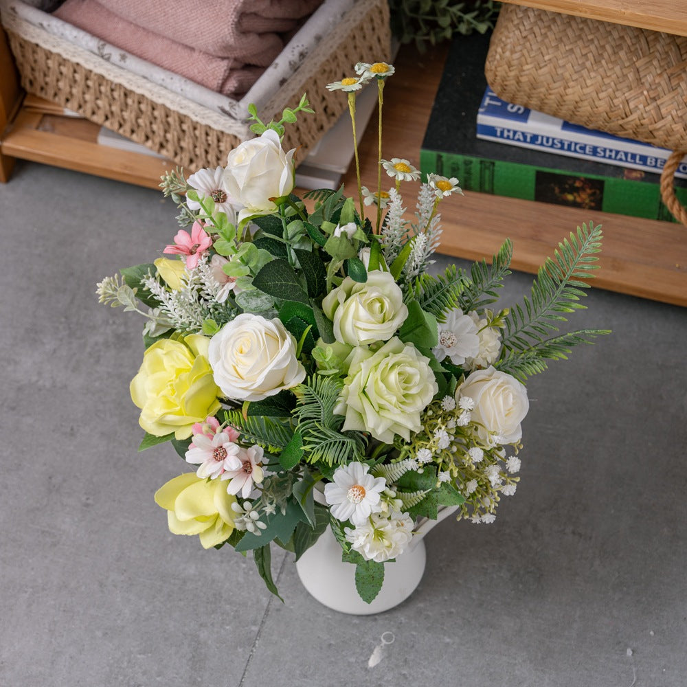 Enchanting Bamboo Grove-Inspired Decorative Faux Flower Bouquet - Perfect for Weddings and Home Décor - Elegant Rose Design with Versatile Wall Display Options - Model CF01480