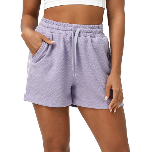 High Waisted Women's Athletic Shorts with Pockets Drawstring Yoga and Running Shorts for Outdoor Adventures