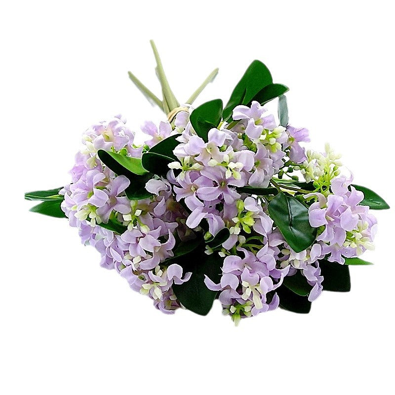 5-Branch Faux Lilac Bouquet - Realistic Silk Flowers for Home Décor, Weddings, and Photography Props