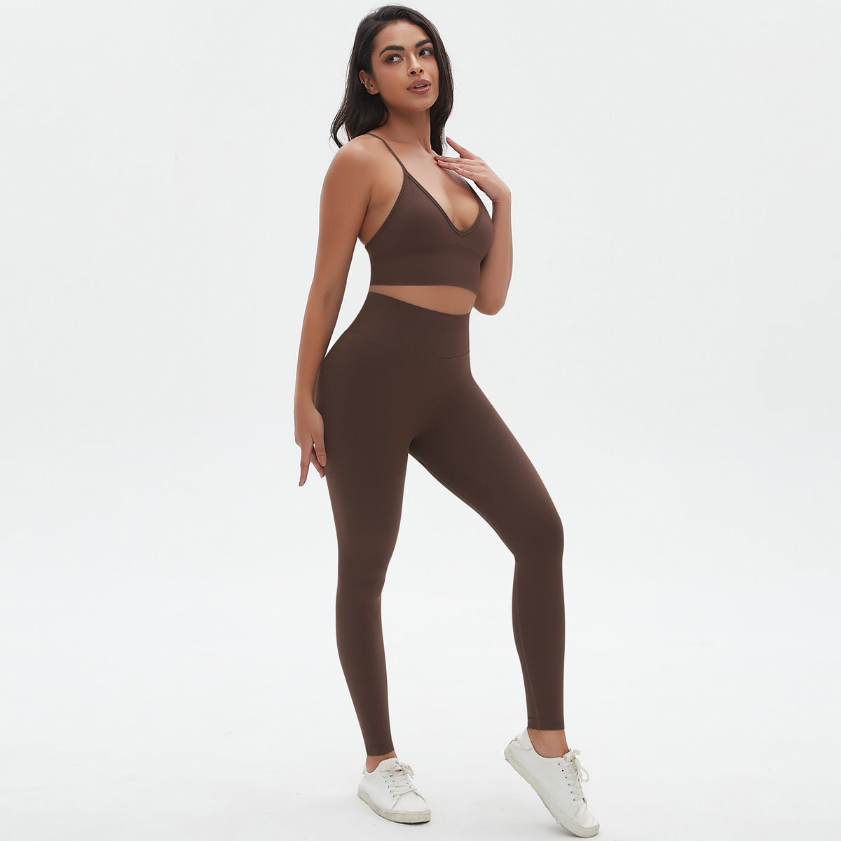 Seamless Low V Neck Cami Yoga Set with High Waisted Peach Butt Lifting Leggings Comfort Style for Your Workout