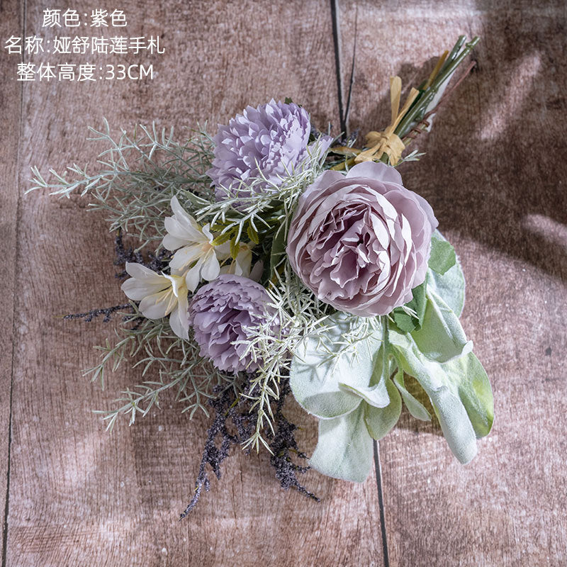 Elegant Asher Lu Lian Handcrafted Silk Flower Bouquet - Stunning Wedding Decor & Wall Hangings for a Dreamy Atmosphere (CF01407)