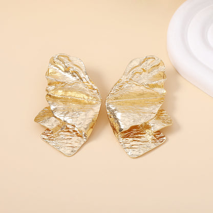 Trendy Abstract Twisted Pleated Irregular Petal Earrings - Exquisite Statement Butterfly Studs with a High-End Design Appeal