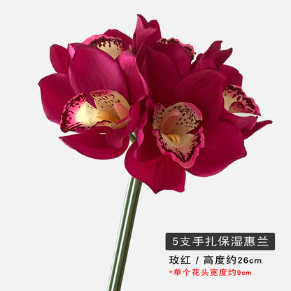 Luxurious Lifeslike Orchid Bouquet - Soft Touch Moisturizing Artificial Flowers for High-End Home Decor and Elegant Wedding Bouquets