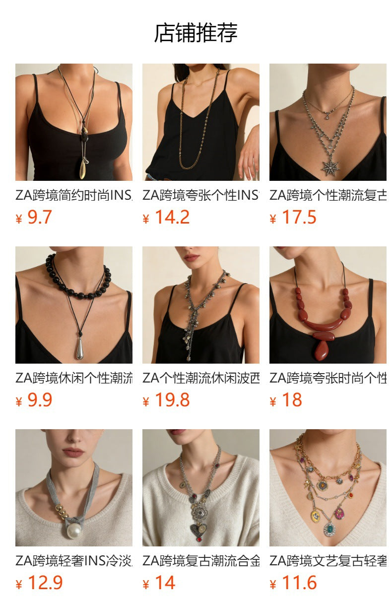 Bohemian Style Multi-Layered Geometric Ceramic Pendant Necklace for Women - Unique and Chic Fashion Jewelry to Elevate Your Look