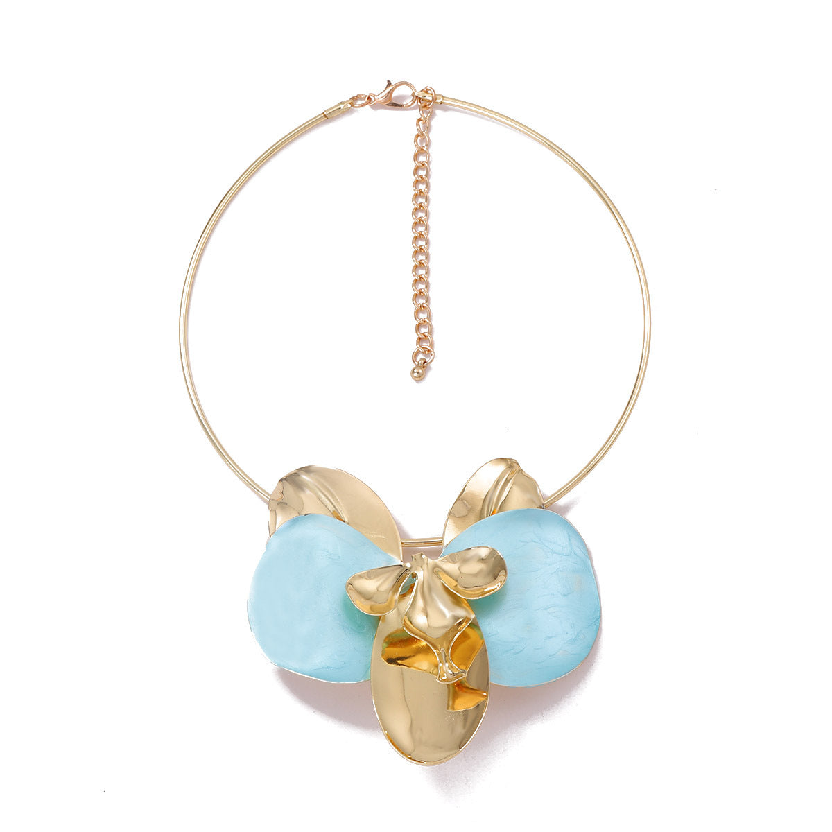 Bohemian Vintage Statement Metal Drop Oil Flower Pendant Necklace - Unique Casual Jewelry for Women