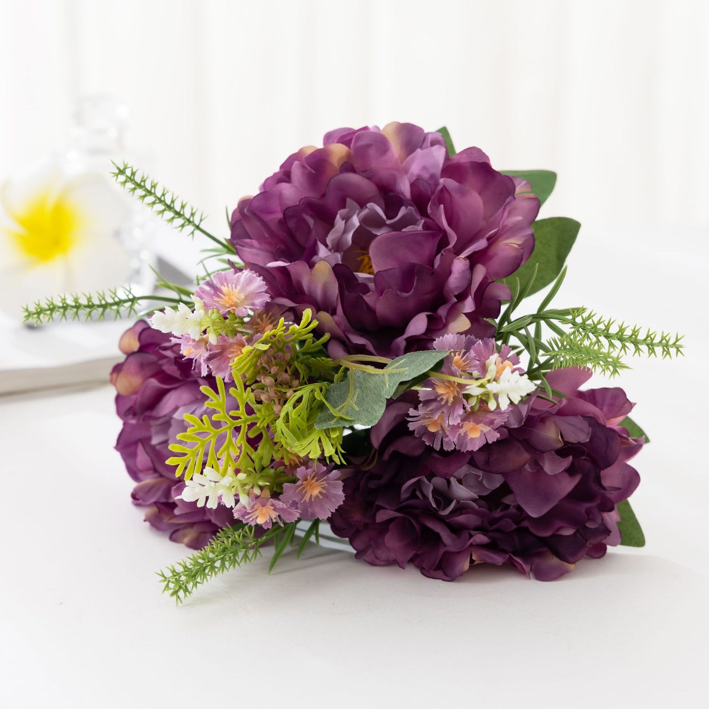 Luxurious European Silk Peony and Flower Arrangement - Elegant Artificial Peonies for Dining Table and Living Room Décor