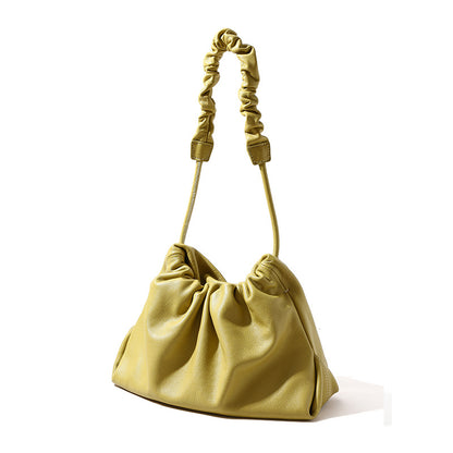 Luxury Genuine Leather Designer Drawstring Cloud Bag Chic Minimalist Crossbody and Shoulder Bag with Pleated Detailing for Unique Style