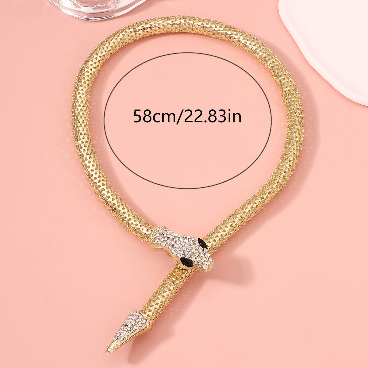 Exquisite Punk Style Gold Plated Magnetic Snake Chain Choker with Dazzling Rhinestones - Versatile Statement Jewelry Perfect for Any Occasion