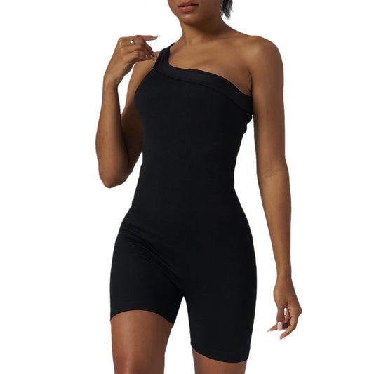 Women's Asymmetrical Yoga Bodysuit Dance Fitness Tight Fitting Jumpsuit for Comfort Performance