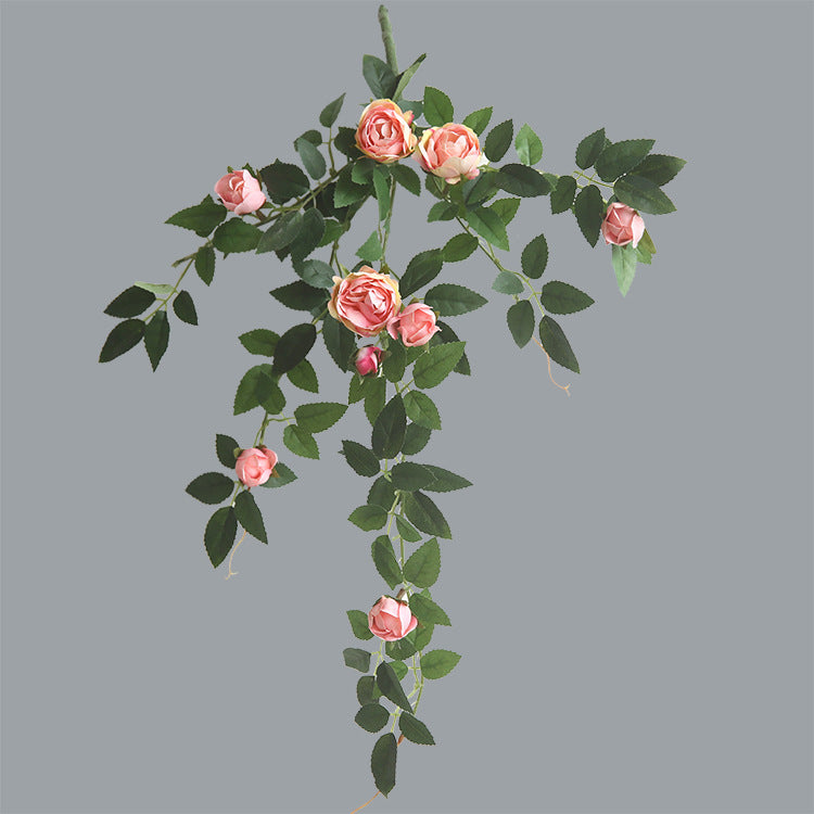 Realistic Rosebud Flower Vine Faux Floral Arrangement - Perfect Photography Prop, Hotel Decor, Creative Airbnb Styling, and Elegant Floral Design