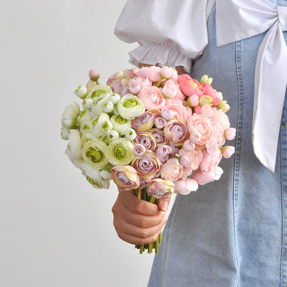 Stunning Miniature Handheld Bouquet of Artificial Flowers - Perfect for Wedding, Bridesmaid Photography Props, Home Décor, and Lotus Flower Arrangements