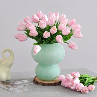 Modern Minimalist 10-Head Realistic Artificial Tulip Bouquet – Perfect for Home or Office Décor