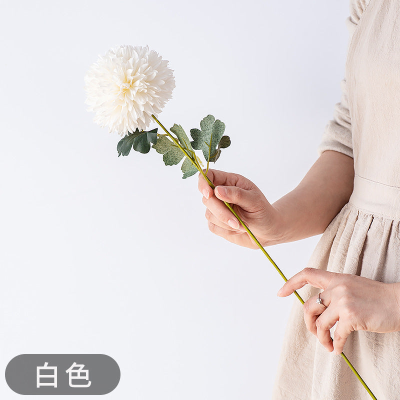 Realistic Faux Dandelion Hydrangea Single Stem Silk Flower Arrangement for Dining Table Decor – Beautiful Artificial Bouquet Perfect for Living Room Decoration