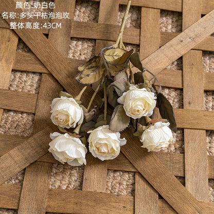 Beautiful Multi-Headed Artificial Dried Bubble Rose - Perfect for Wedding & Event Decor, Greenery Home Accents - High-Quality Craftsmanship MW66901