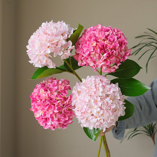 Single Stem Faux Silk Hydrangea - Elegant European Style Home Decor, Perfect for Photography Props and Floral Arrangements