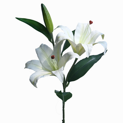 Elegant Minimalist Triple Lily Artificial Flower Arrangement - Stunning Home Decor Vase Set for Living Room and Stylish Interior Design