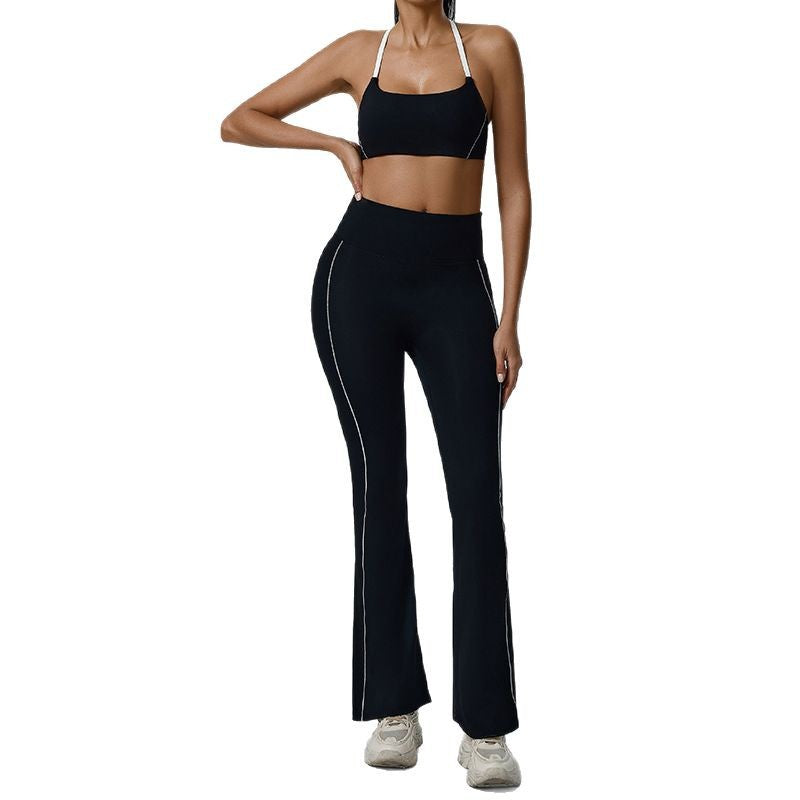 Elevate Your Workout with our Yoga Bra and High Waisted Wide Leg Pants Set Flattering Bell Bottoms for Comfort and Support