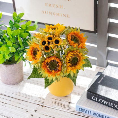 Artificial Sunflower Bouquet for Weddings - Realistic Faux Floral Arrangement for Home Decor | GF13396