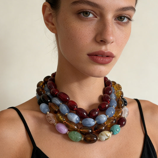Personalized Bold Multi-Colored Beaded Knot Necklace - Versatile Everyday Accessory for Layering and Style