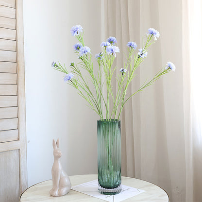 Charming Nordic-Inspired Artificial Flower Arrangement - Single Stem, 3-Headed Carthamus Flower - Perfect for Rustic Home Decor and Vibrant Floral Displays