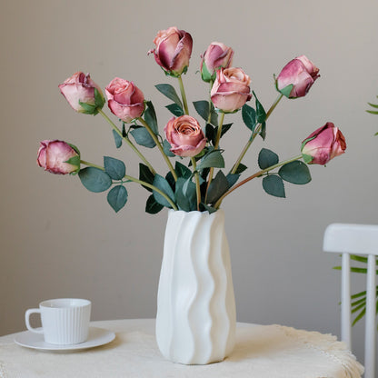 Realistic European-Style Faux Rose Blooms - Elegant Focused Edge Rose Buds for Home Decoration, Wedding Events, and Photography Props