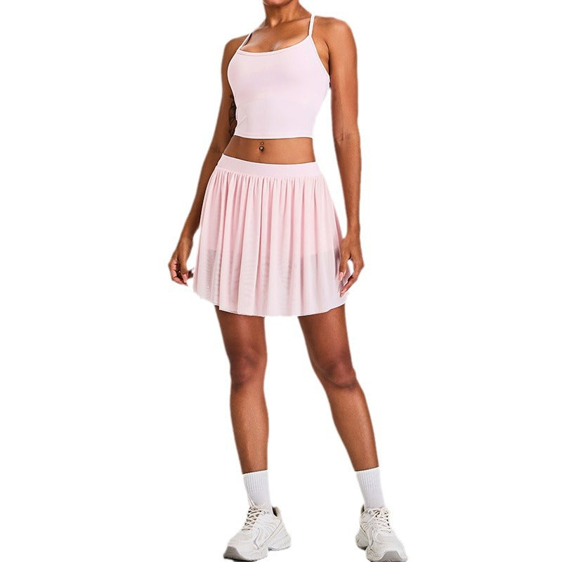 Women's Pleated Tennis Skirt and Yoga Set with Built In Liner Athletic Apparel for Fitness and Casual Wear