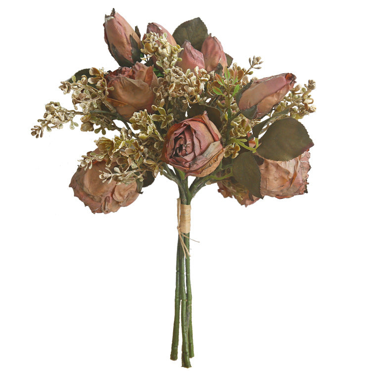 Elegant Faux Rose Bouquet -  Decorative Floral Arrangement for Living Room and Dining Table Centerpiece - Luxurious, Realistic Pink Rose Display