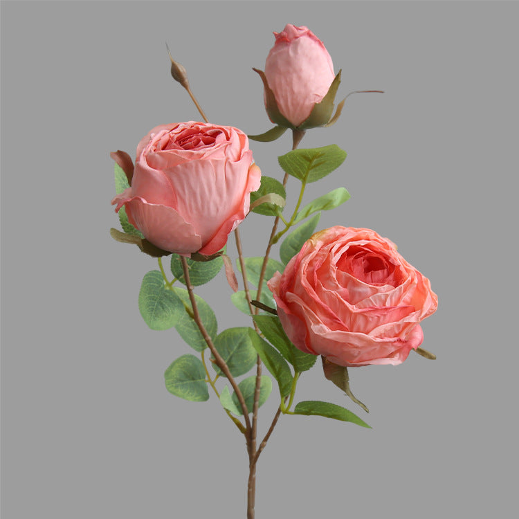 Stunning 3-Head Rose Bouquet – Lifelong Artificial Flowers for Indoor Decor, Perfect for European-Style Weddings, Celebrations, and Photography Props