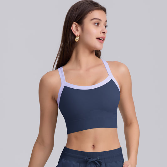 Color Block Racerback Sports Bra for Maximum Support for Running Gym Workouts and Yoga High Elasticity No Boundary Design for Comfort