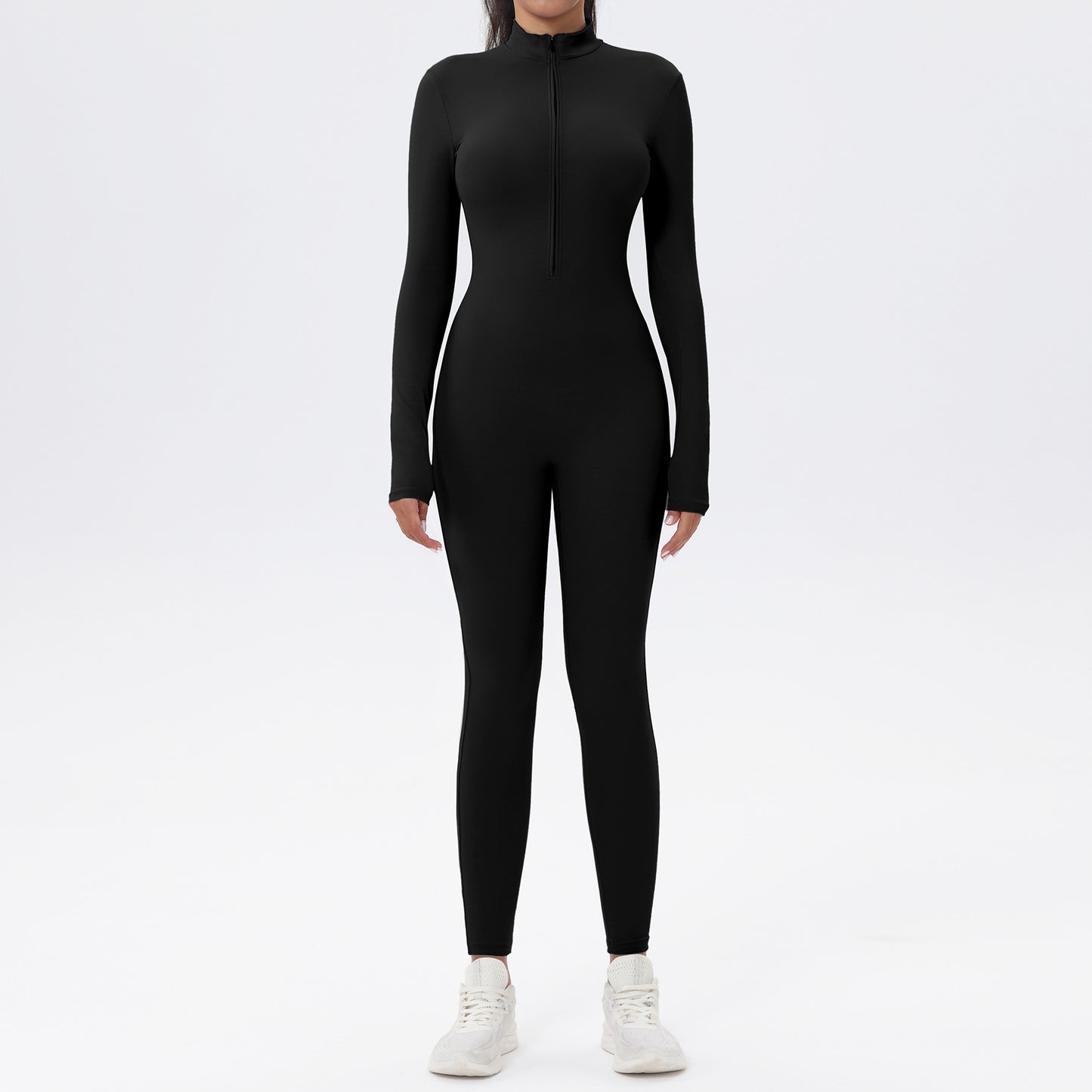 High Performance Zip Up Long Sleeve Yoga Jumpsuit for Intense Fitness and Workout Sessions Comfortable and Stretchable Bodysuit