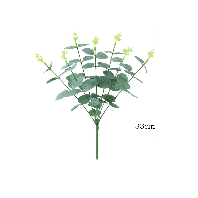 Lifelike Faux Greenery 7-Branch Golden Money Plant for Home Decor - Artificial Eucalyptus Floral Arrangement - Perfect for Garden Projects and Elegant Centerpieces