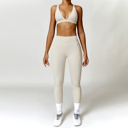 Women's Yoga Set with Pockets High Performance Leggings and Sporty Top for Running Fitness and Leisure Model 8507