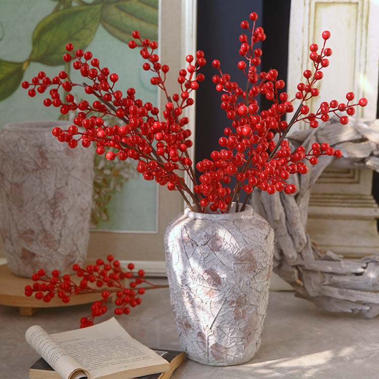 6 Branch Red Winterberry Faux Christmas Fruit Arrangement - Perfect for Holiday Home Décor and Festive Celebrations