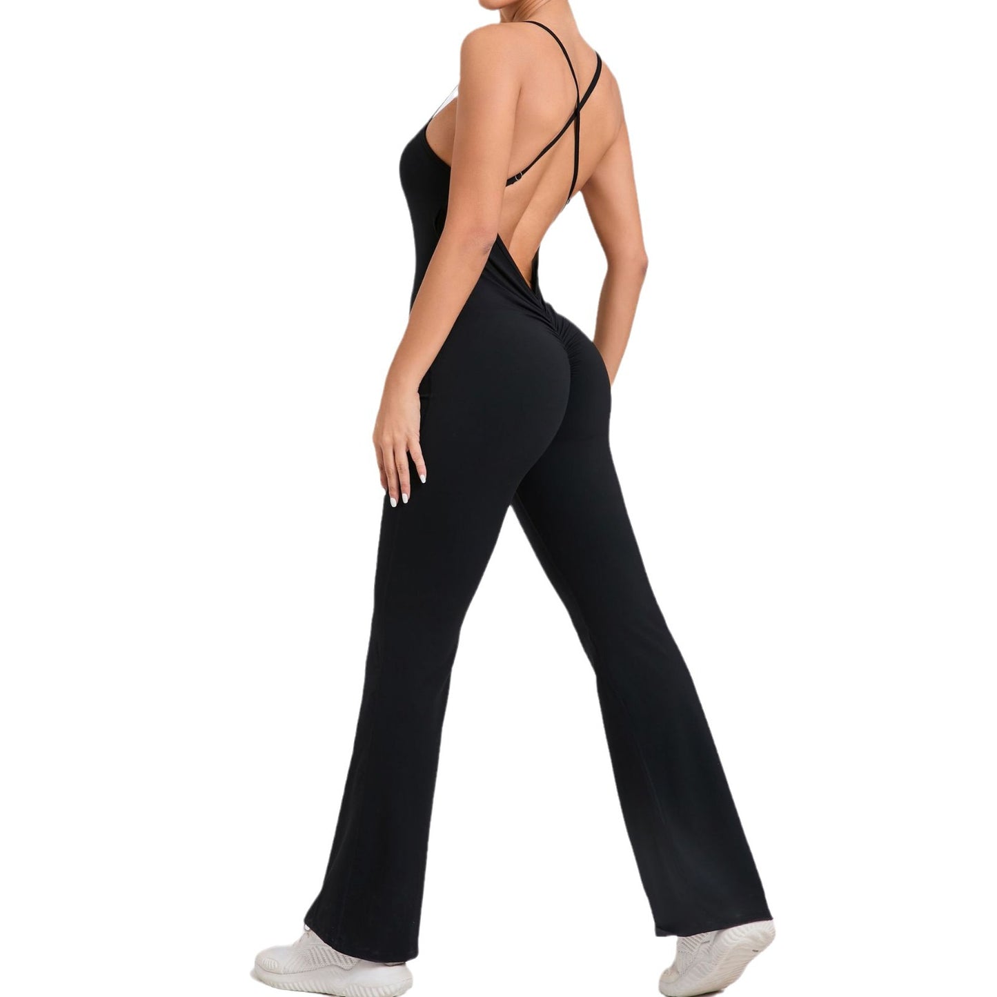 Adjustable Strap Spandex Yoga Jumpsuit with Hollow Design Sculpting Bodysuit for Enhanced Curves Comfort in Fitness Activities