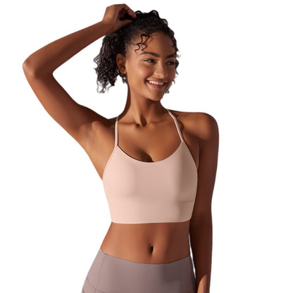 High Elastic Y Back Sports Bra for Yoga and Running Supportive Adjustable Straps and Solid Colors