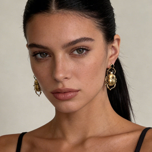 Stylish Vintage-Inspired Bold Alloy Beetle Earrings for Everyday Wear – Perfect for Commuting and Adding a Touch of Unique Charm to Any Outfit