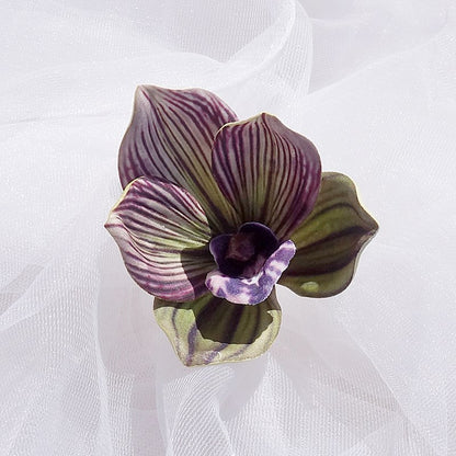 Realistic 3D Printed Silk Flower Orchid Head – Perfect for Wedding Decorations, Elegant Gifting, and Fashion Accessories