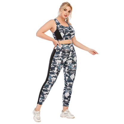 Plus Size Yoga Outfit Set Activewear with Tights and Sports Bra for Enhanced Performance Ideal for Fitness Enthusiasts