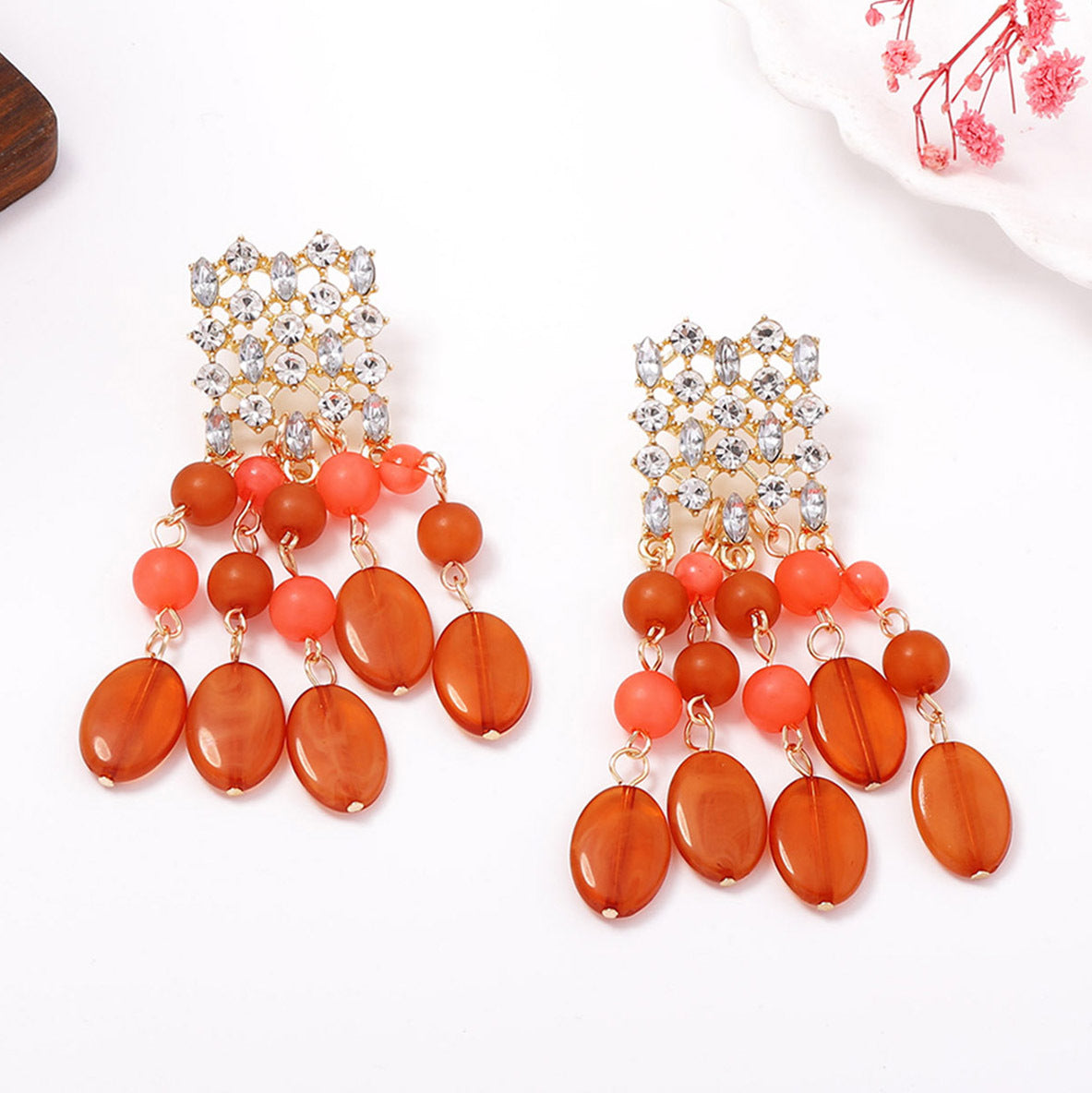 Elegant Resin  Shaped Tassel Necklace and Earring Set - Versatile and Chic Jewelry for Women