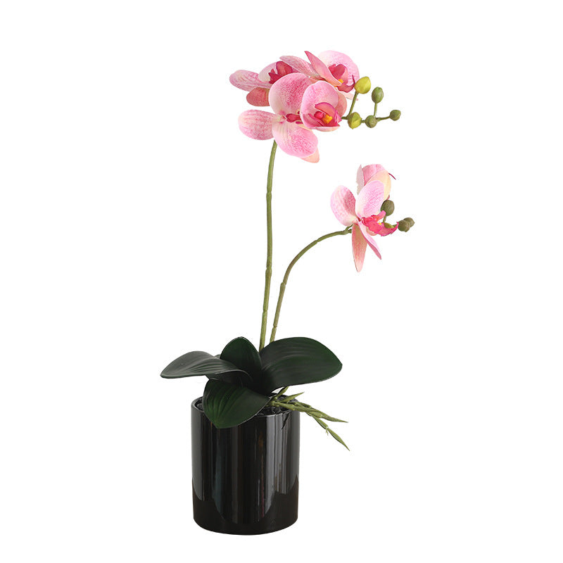 Stunning 3D Faux Orchid Arrangement with Leaves – Elegant Living Room Decor, Perfect for Weddings and Special Events