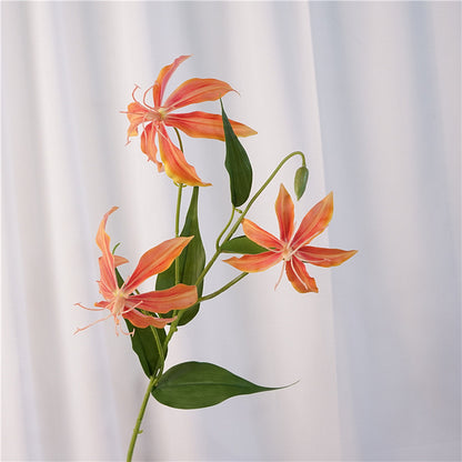 Realistic Artificial Flame Lily Stem - Stunning Faux Floral Display for Photography, Home Decor, and Interior Design Projects